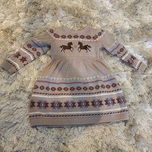 100% Cotton Gymboree Southwestern Horse Aztec Dress Rustic Cowgirl Americana